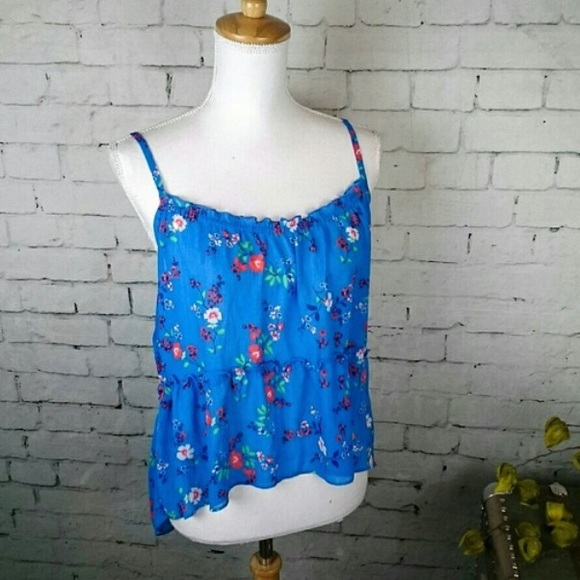 Hollister Floral Crossed Back Tank Top S - Picture 1 of 3